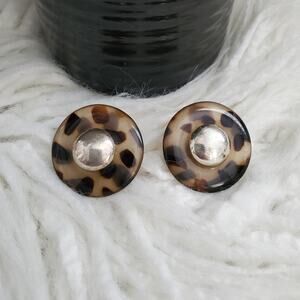 Vintage Sterling Silver Stud Spotted Circle Earrings